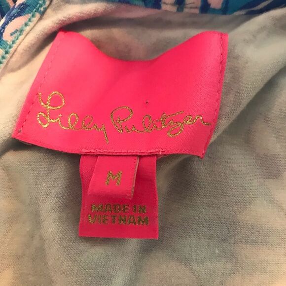 Lilly Pulitzer Ravi Short Sleeve Romper Size Medium Almafi Blue Floral/Shell - Picture 8 of 12